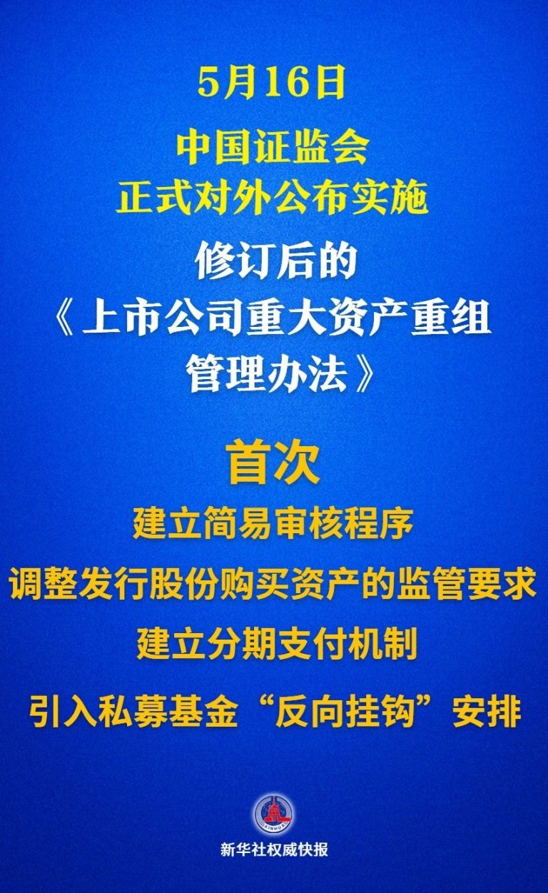 多个“首次”！上市公司重大资产重组新规落地