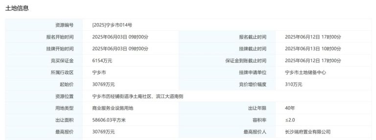 宁乡土拍成交近11亿元，沩东新城连出2宗优质住宅用地