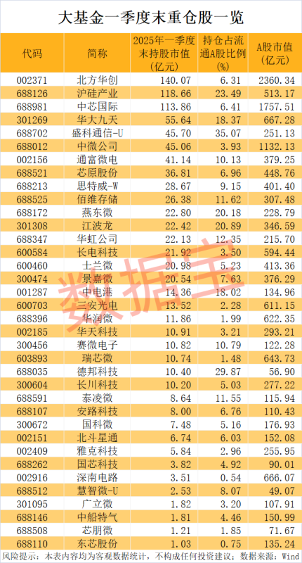 大基金最新动向！一季度重仓股揭晓 多股砸出“黄金坑”