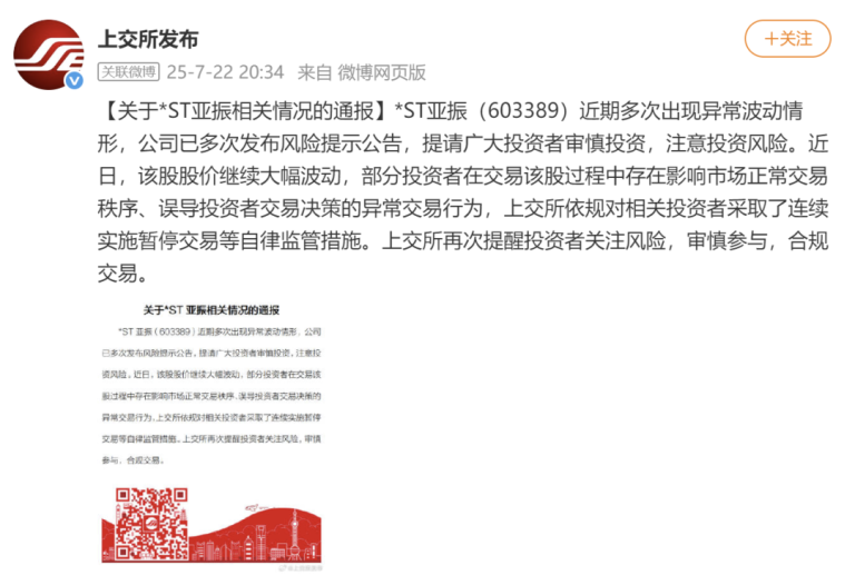 *ST亚振股价飙涨超300% 监管出手 暂停交易！