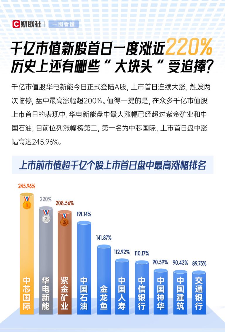 千亿市值新股首日一度涨近220% 历史上还有哪些“大块头”受追捧？